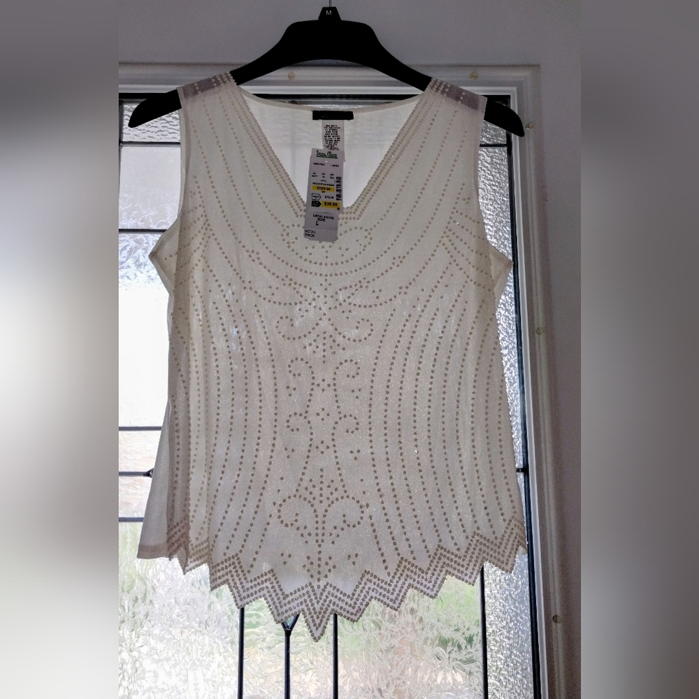 S Levine Ivory Sleeveless Blouse